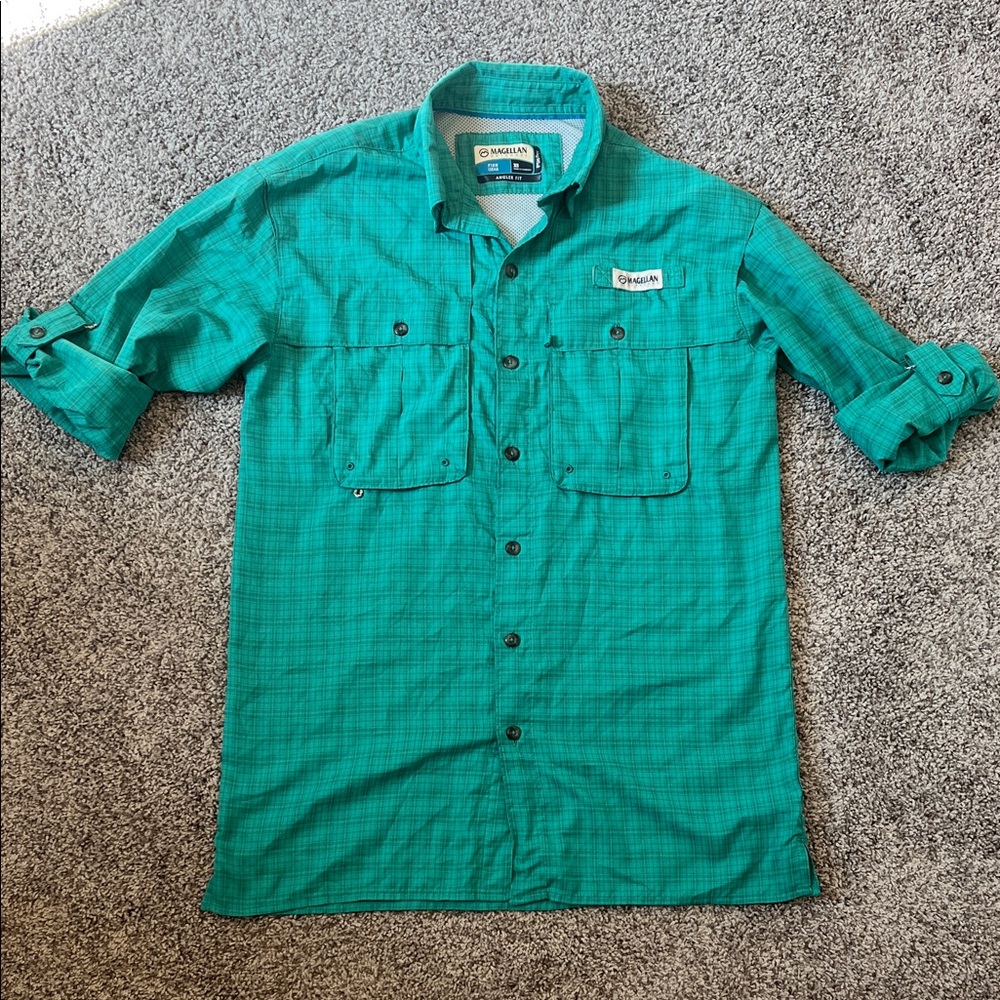 Magellan Outdoors Men's Green Button Down Shirt